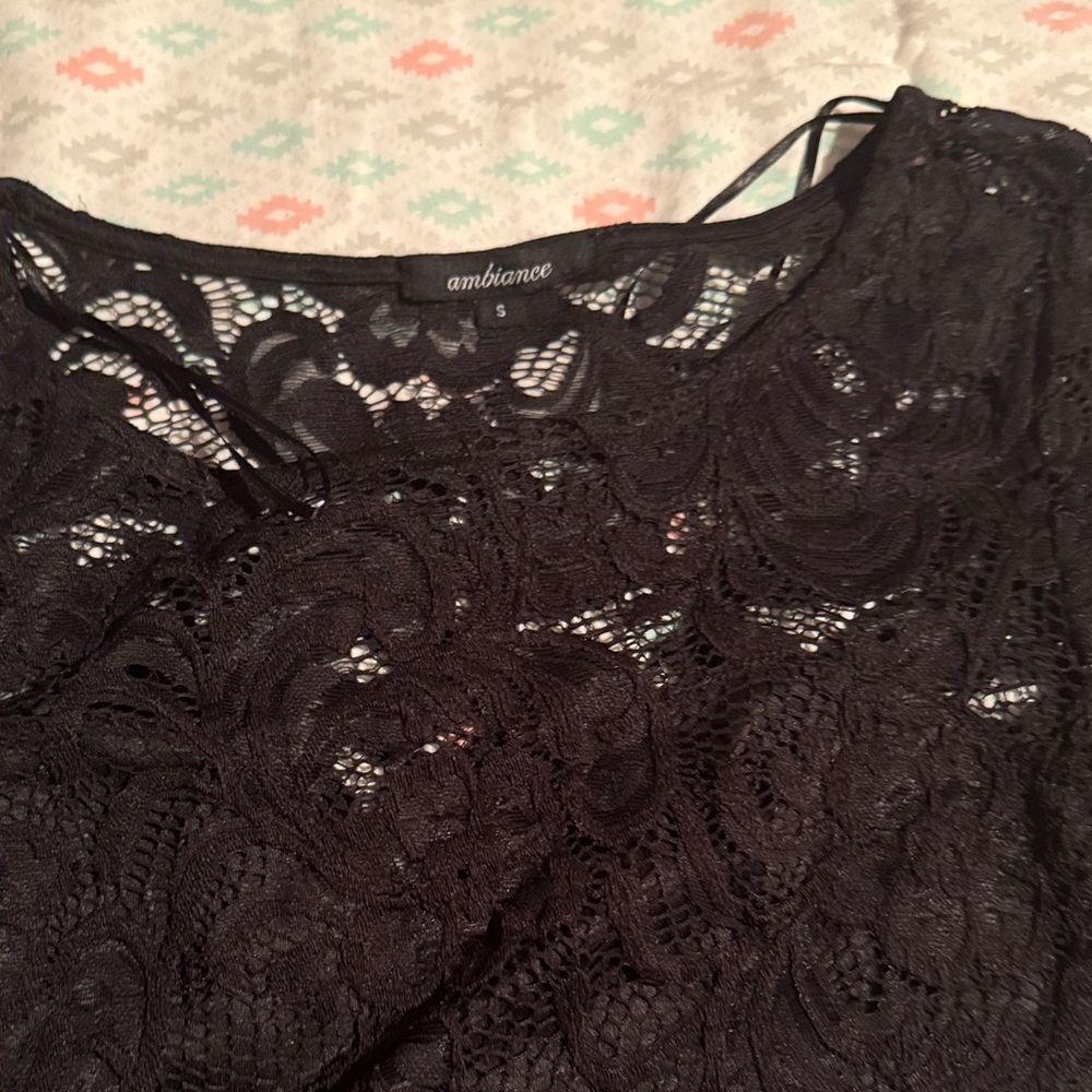 Ambiance Elegant Black Lace Blouse